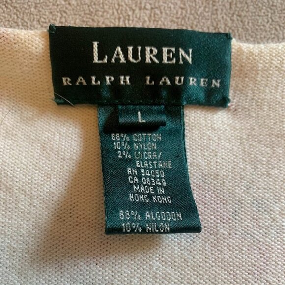 Lauren Ralph Lauren floral cardigan twin set with lace trim - 3/4 sleeve, Size L - Picture 7 of 8